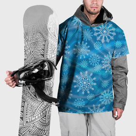 Накидка на куртку 3D с принтом Узор из снежинок на синем фоне в Кировске, 100% полиэстер |  | 