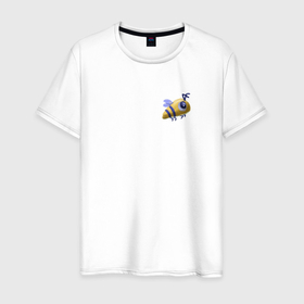 Мужская футболка хлопок с принтом Веселая пчела в Кировске, 100% хлопок | прямой крой, круглый вырез горловины, длина до линии бедер, слегка спущенное плечо. | 