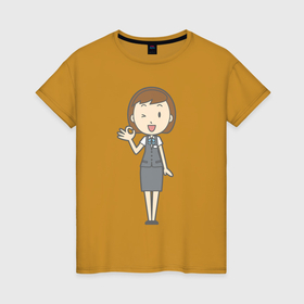 Женская футболка хлопок с принтом Офисная леди согласна в Белгороде, 100% хлопок | прямой крой, круглый вырез горловины, длина до линии бедер, слегка спущенное плечо | 