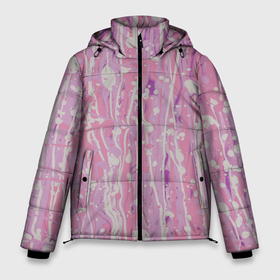 Мужская зимняя куртка 3D с принтом Картина из тёмно розовых и белых растекающихся красок в Петрозаводске, верх — 100% полиэстер; подкладка — 100% полиэстер; утеплитель — 100% полиэстер | длина ниже бедра, свободный силуэт Оверсайз. Есть воротник-стойка, отстегивающийся капюшон и ветрозащитная планка. 

Боковые карманы с листочкой на кнопках и внутренний карман на молнии. | 