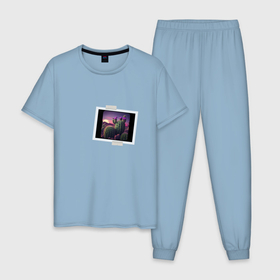 Мужская пижама хлопок с принтом Полароид снимок кислотных кактусов в Курске, 100% хлопок | брюки и футболка прямого кроя, без карманов, на брюках мягкая резинка на поясе и по низу штанин
 | 