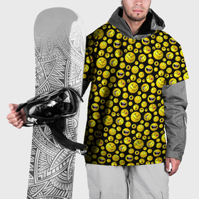 Накидка на куртку 3D с принтом Шарики эмодзи на черном , 100% полиэстер |  | Тематика изображения на принте: 