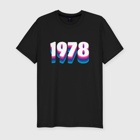 Мужская футболка хлопок Slim с принтом Made in 1978 vintage art в Екатеринбурге, 92% хлопок, 8% лайкра | приталенный силуэт, круглый вырез ворота, длина до линии бедра, короткий рукав | Тематика изображения на принте: 