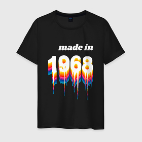 Мужская футболка хлопок с принтом Made in 1968 liquid art в Санкт-Петербурге, 100% хлопок | прямой крой, круглый вырез горловины, длина до линии бедер, слегка спущенное плечо. | 