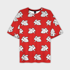 Мужская футболка oversize 3D с принтом Секс кролики на красном в Петрозаводске,  |  | 