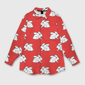 Мужская рубашка oversize 3D с принтом Секс кролики на красном в Белгороде,  |  | 