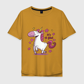 Мужская футболка хлопок Oversize с принтом Girl unicorn , 100% хлопок | свободный крой, круглый ворот, “спинка” длиннее передней части | 