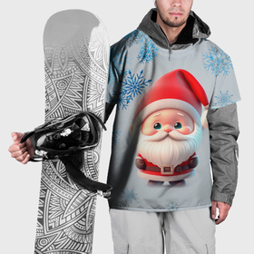 Накидка на куртку 3D с принтом Дед мороз и много снежинок в Кировске, 100% полиэстер |  | 