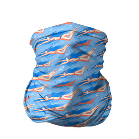 Бандана-труба 3D с принтом Плывущие девушки на голубом фоне , 100% полиэстер, ткань с особыми свойствами — Activecool | плотность 150‒180 г/м2; хорошо тянется, но сохраняет форму | 