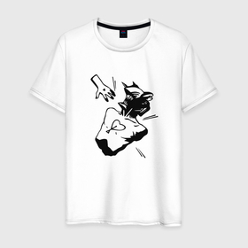 Мужская футболка хлопок с принтом Лежащий Дэндзи , 100% хлопок | прямой крой, круглый вырез горловины, длина до линии бедер, слегка спущенное плечо. | 