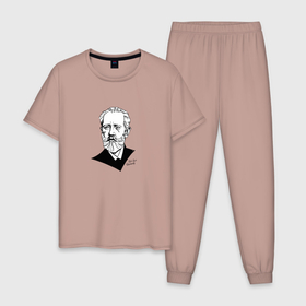 Мужская пижама хлопок с принтом Петр Ильич Чайковский в Белгороде, 100% хлопок | брюки и футболка прямого кроя, без карманов, на брюках мягкая резинка на поясе и по низу штанин
 | 