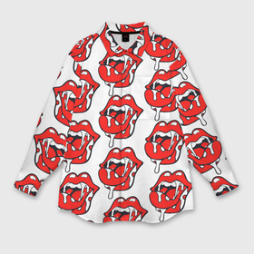 Мужская рубашка oversize 3D с принтом Ахегао губы с языком в стиле поп арт в Курске,  |  | 