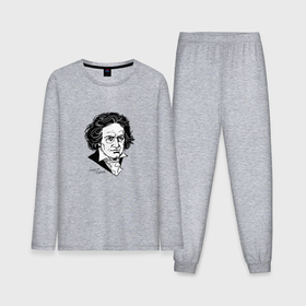 Мужская пижама хлопок (с лонгсливом) с принтом Людвиг ван Бетховен ,  |  | 