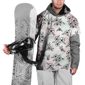 Накидка на куртку 3D с принтом Цветы сакуры на акварельном фоне   паттерн , 100% полиэстер |  | Тематика изображения на принте: 