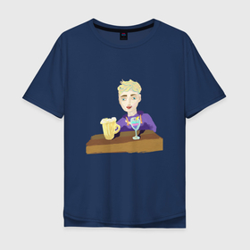 Мужская футболка хлопок Oversize с принтом Бармен блондин в Тюмени, 100% хлопок | свободный крой, круглый ворот, “спинка” длиннее передней части | 