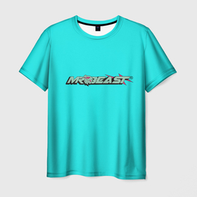 Мужская футболка 3D с принтом Mr Beast logo в Курске, 100% полиэфир | прямой крой, круглый вырез горловины, длина до линии бедер | 