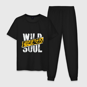 Мужская пижама хлопок с принтом Wild soul в Курске, 100% хлопок | брюки и футболка прямого кроя, без карманов, на брюках мягкая резинка на поясе и по низу штанин
 | Тематика изображения на принте: 