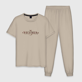 Мужская пижама хлопок с принтом Victoria 3   надпись в Новосибирске, 100% хлопок | брюки и футболка прямого кроя, без карманов, на брюках мягкая резинка на поясе и по низу штанин
 | 