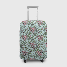 Чехол для чемодана 3D с принтом Цветы сакуры и веточки   паттерн в Тюмени, 86% полиэфир, 14% спандекс | двустороннее нанесение принта, прорези для ручек и колес | 