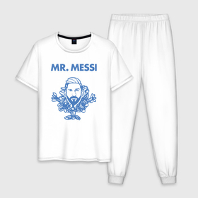 Мужская пижама хлопок с принтом Мистер Месси в Белгороде, 100% хлопок | брюки и футболка прямого кроя, без карманов, на брюках мягкая резинка на поясе и по низу штанин
 | 