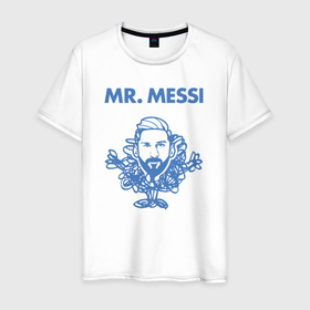 Мужская футболка хлопок с принтом Мистер Месси в Тюмени, 100% хлопок | прямой крой, круглый вырез горловины, длина до линии бедер, слегка спущенное плечо. | Тематика изображения на принте: 