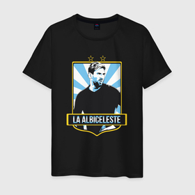 Мужская футболка хлопок с принтом La albiceleste в Курске, 100% хлопок | прямой крой, круглый вырез горловины, длина до линии бедер, слегка спущенное плечо. | 