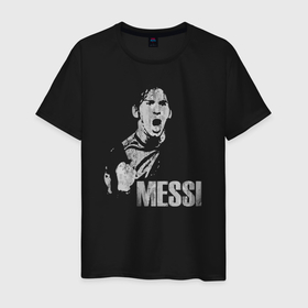 Мужская футболка хлопок с принтом Leo Messi scream , 100% хлопок | прямой крой, круглый вырез горловины, длина до линии бедер, слегка спущенное плечо. | Тематика изображения на принте: 