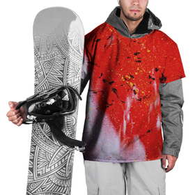 Накидка на куртку 3D с принтом Красные блёстки и туман и белые краски , 100% полиэстер |  | 