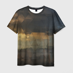 Мужская футболка 3D с принтом Природное отражение в стеклянной абстракции , 100% полиэфир | прямой крой, круглый вырез горловины, длина до линии бедер | 
