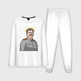 Мужская пижама хлопок (с лонгсливом) с принтом Сталин с нимбом в Тюмени,  |  | 