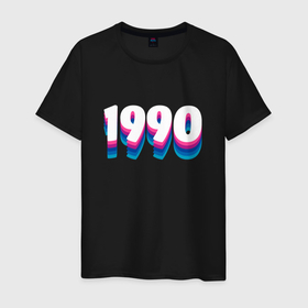Мужская футболка хлопок с принтом Made in 1990 vintage art в Белгороде, 100% хлопок | прямой крой, круглый вырез горловины, длина до линии бедер, слегка спущенное плечо. | 