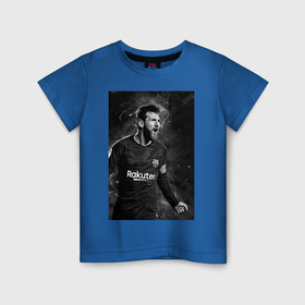 Детская футболка хлопок с принтом Футболист Месси , 100% хлопок | круглый вырез горловины, полуприлегающий силуэт, длина до линии бедер | 