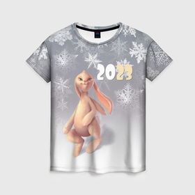 Женская футболка 3D с принтом Славный кролик в Екатеринбурге, 100% полиэфир ( синтетическое хлопкоподобное полотно) | прямой крой, круглый вырез горловины, длина до линии бедер | 