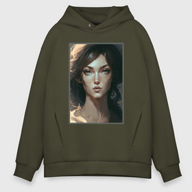 Мужское худи Oversize хлопок с принтом Волнение, масло в Ухте, френч-терри — 70% хлопок, 30% полиэстер. Мягкий теплый начес внутри —100% хлопок | боковые карманы, эластичные манжеты и нижняя кромка, капюшон на магнитной кнопке | 