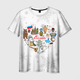 Мужская футболка 3D с принтом Русский стиль в Санкт-Петербурге, 100% полиэфир | прямой крой, круглый вырез горловины, длина до линии бедер | 