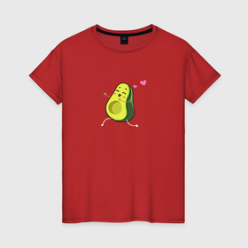 Женская футболка хлопок с принтом Девочка авокадо в Белгороде, 100% хлопок | прямой крой, круглый вырез горловины, длина до линии бедер, слегка спущенное плечо | 