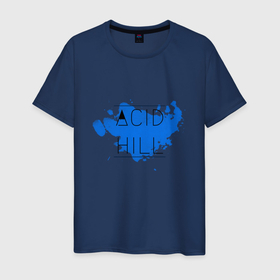Мужская футболка хлопок с принтом Acid hill blue в Санкт-Петербурге, 100% хлопок | прямой крой, круглый вырез горловины, длина до линии бедер, слегка спущенное плечо. | 