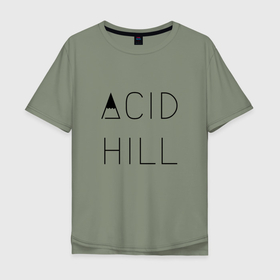 Мужская футболка хлопок Oversize с принтом Acid hill black в Санкт-Петербурге, 100% хлопок | свободный крой, круглый ворот, “спинка” длиннее передней части | 