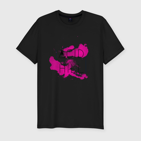 Мужская футболка хлопок Slim с принтом Acid hill pink в Санкт-Петербурге, 92% хлопок, 8% лайкра | приталенный силуэт, круглый вырез ворота, длина до линии бедра, короткий рукав | Тематика изображения на принте: 