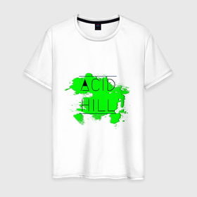 Мужская футболка хлопок с принтом Acid hill green toxic в Санкт-Петербурге, 100% хлопок | прямой крой, круглый вырез горловины, длина до линии бедер, слегка спущенное плечо. | 