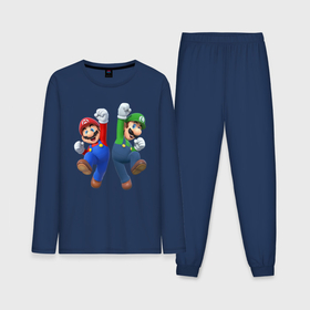 Мужская пижама хлопок (с лонгсливом) с принтом Марио и Луиджи в Тюмени,  |  | 