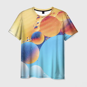 Мужская футболка 3D с принтом Абстрактные круги с разными красками , 100% полиэфир | прямой крой, круглый вырез горловины, длина до линии бедер | Тематика изображения на принте: 