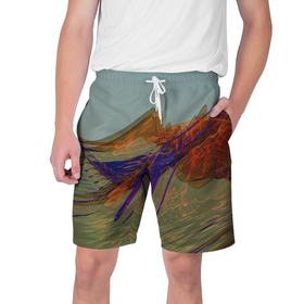 Мужские шорты 3D с принтом Волнообразные разноцветные музыкальные линии ,  полиэстер 100% | прямой крой, два кармана без застежек по бокам. Мягкая трикотажная резинка на поясе, внутри которой широкие завязки. Длина чуть выше колен | 