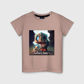 Детская футболка хлопок с принтом Искатель Minecraft в Курске, 100% хлопок | круглый вырез горловины, полуприлегающий силуэт, длина до линии бедер | 