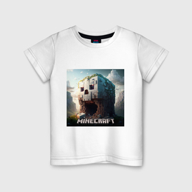 Детская футболка хлопок с принтом Жуткая пещера Minecraft в Курске, 100% хлопок | круглый вырез горловины, полуприлегающий силуэт, длина до линии бедер | 