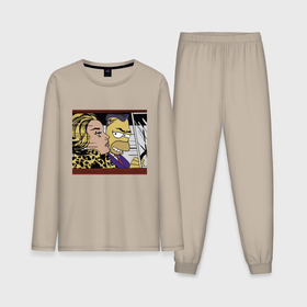 Мужская пижама хлопок (с лонгсливом) с принтом Гомер Симпсон везёт кульную чувиху   pop art в Петрозаводске,  |  | 