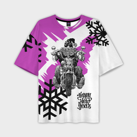 Мужская футболка oversize 3D с принтом New Year: Santa Biker в Белгороде,  |  | Тематика изображения на принте: 
