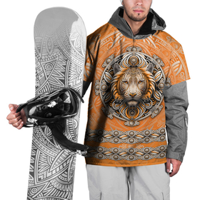Накидка на куртку 3D с принтом Тигр объёмный барельеф с этническим орнаментом в Белгороде, 100% полиэстер |  | 