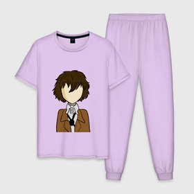 Мужская пижама хлопок с принтом Дазай Осаму , 100% хлопок | брюки и футболка прямого кроя, без карманов, на брюках мягкая резинка на поясе и по низу штанин
 | 