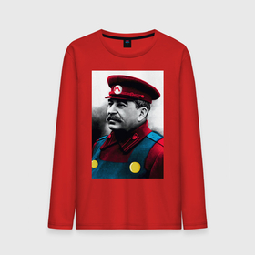 Мужской лонгслив хлопок с принтом Иосиф Виссарионович Сталин   memes Mario в Белгороде, 100% хлопок |  | 